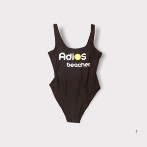 NWT Adiós Beaches 90s look one piece lemon swimsuit black